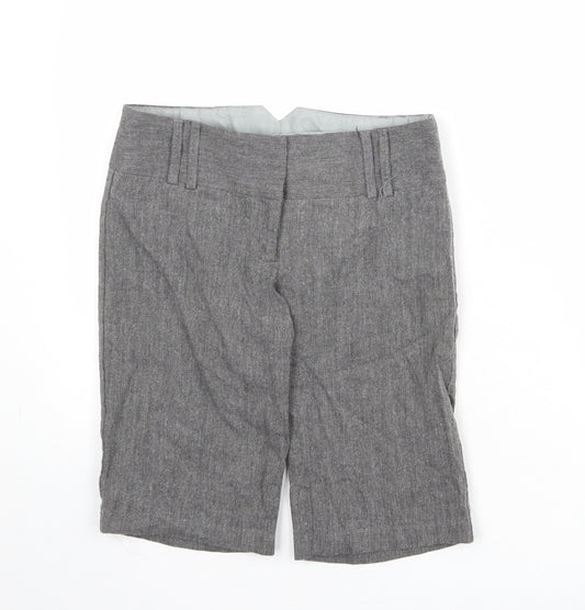 River Island Womens Grey Cotton Skimmer Shorts Size 8 Regular Zip