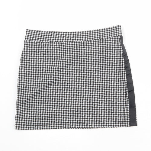 FACTORIE Womens Black Geometric Polyester A-Line Skirt Size M - Houndstooth pattern