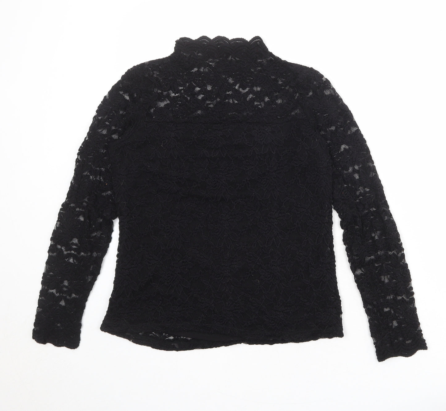 Dorothy Perkins Womens Black Polyester Basic Blouse Size 10 Mock Neck