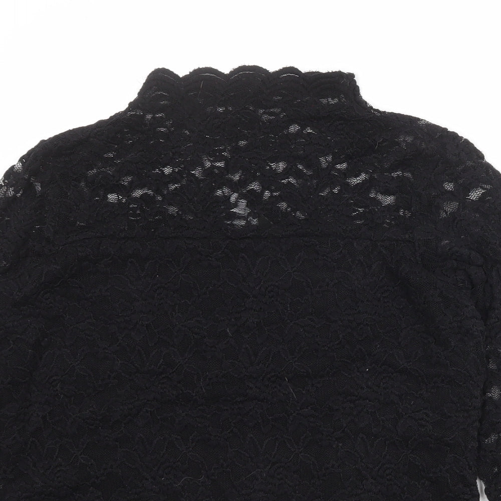 Dorothy Perkins Womens Black Polyester Basic Blouse Size 10 Mock Neck