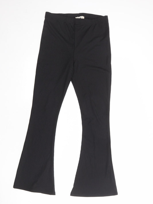 Topshop Womens Black Polyester Trousers Size 12 Regular