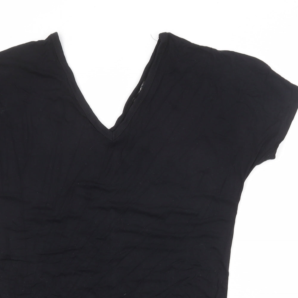 Missguided Womens Black Viscose Basic T-Shirt Size 8 V-Neck