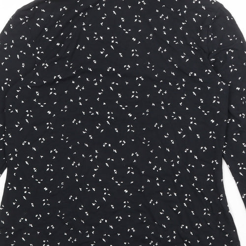 Amazon Womens Black Geometric Cotton Basic T-Shirt Size S Roll Neck