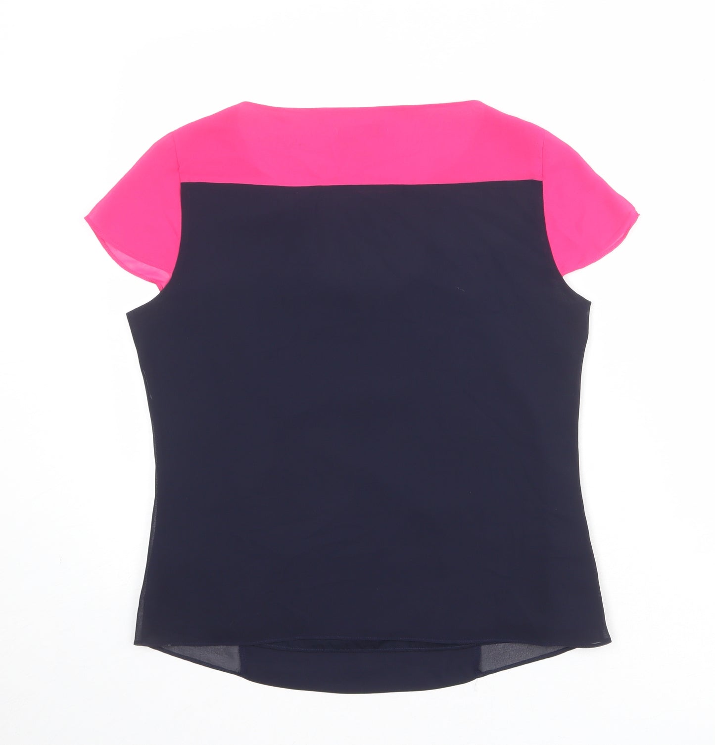 Per Una Womens Blue Colourblock Polyester Basic Blouse Size 10 Boat Neck