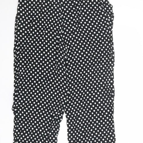 Solo Womens Black Polka Dot Viscose Trousers Size 10 Regular