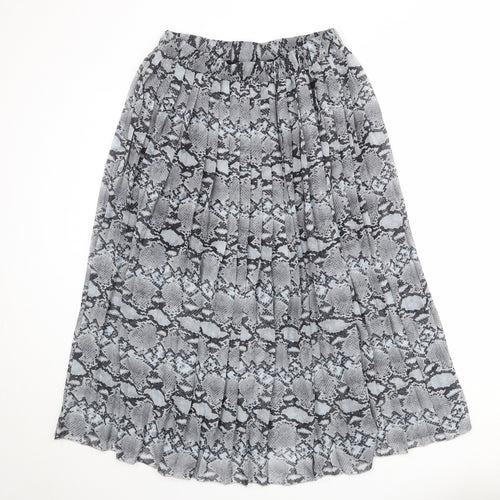 Select Womens Grey Animal Print Polyester Pleated Skirt Size 14 - Snakeskin pattern