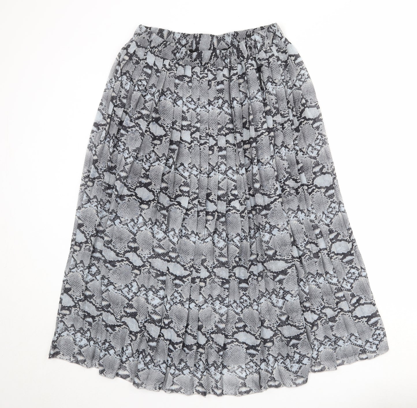 Select Womens Grey Animal Print Polyester Pleated Skirt Size 14 - Snakeskin pattern
