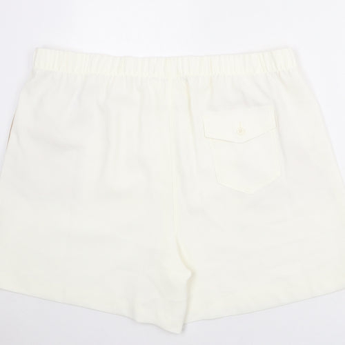 Marks and Spencer Womens Ivory Polyester Basic Shorts Size 24 Regular Pull On