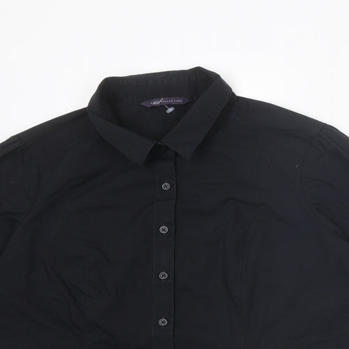 Marks and Spencer Womens Black Polyester Basic Button-Up Size 14 Collared