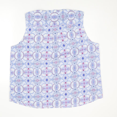 M&Co Womens Blue Geometric Polyester Basic Button-Up Size 24 Round Neck - Mosaic Print