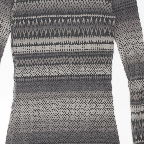 Laura Ashley Womens Grey Geometric Cotton Jumper Dress Size 12 Round Neck Pullover