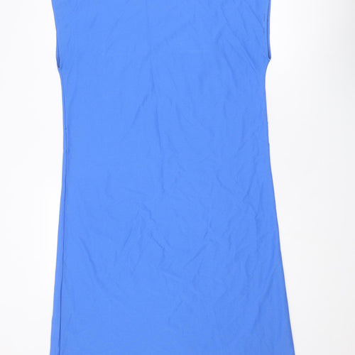 St Michael Womens Blue Polyester T-Shirt Dress Size 14 Round Neck Pullover