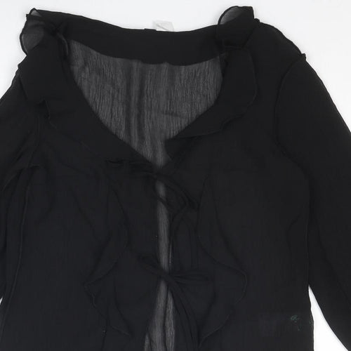 Divided by H&M Womens Black Polyester Basic Blouse Size XS Collared - Tie Sleeve Detail