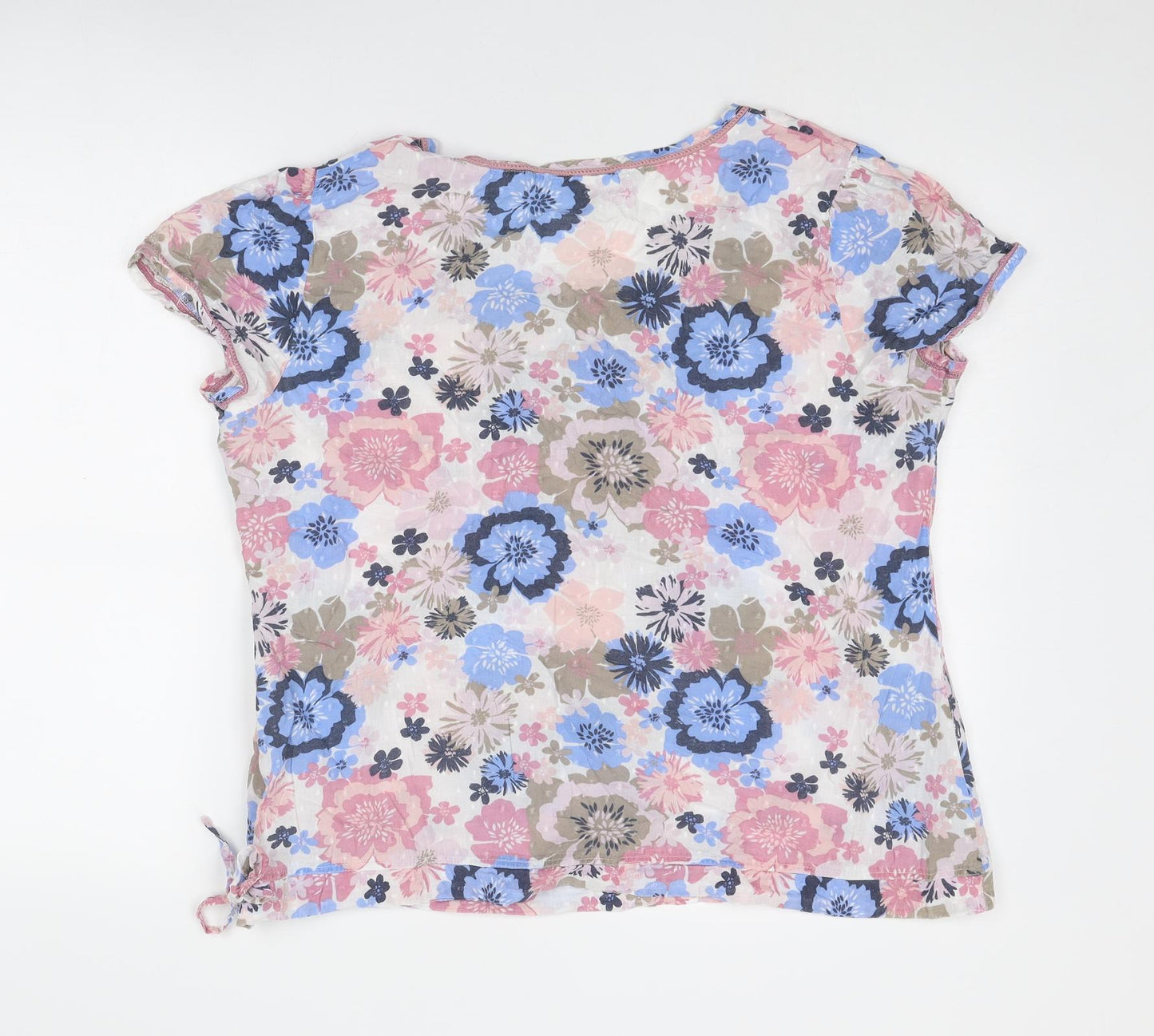 NEXT Womens Multicoloured Floral Cotton Basic T-Shirt Size 18 Boat Neck