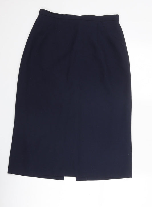 Jacques Vert Womens Blue Polyester A-Line Skirt Size 14 Zip