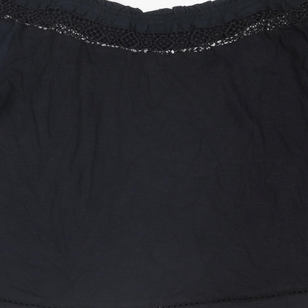 Whistles Womens Black Cotton Basic Blouse Size 10 Square Neck - Cold Shoulder