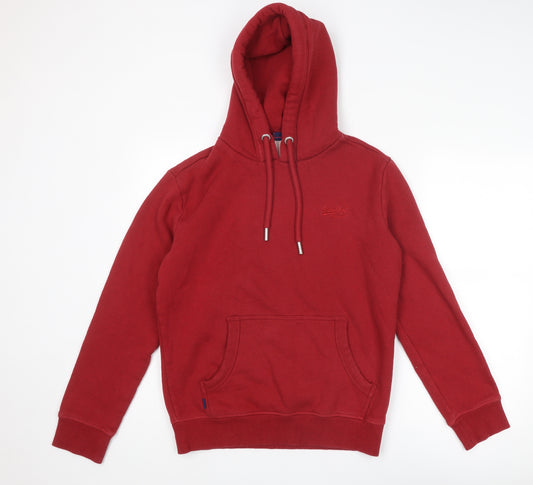 Superdry Mens Red Cotton Pullover Hoodie Size M