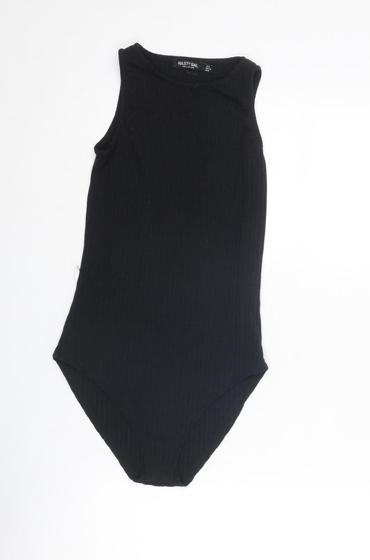 Nasty Gal Womens Black Polyester Bodysuit One-Piece Size 6 Snap