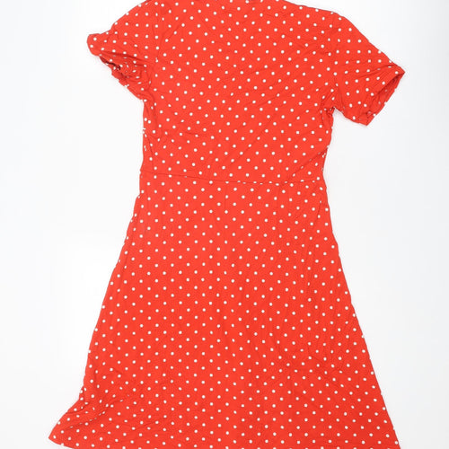 Joe Browns Womens Red Polka Dot Viscose Fit & Flare Size 12 V-Neck Pullover