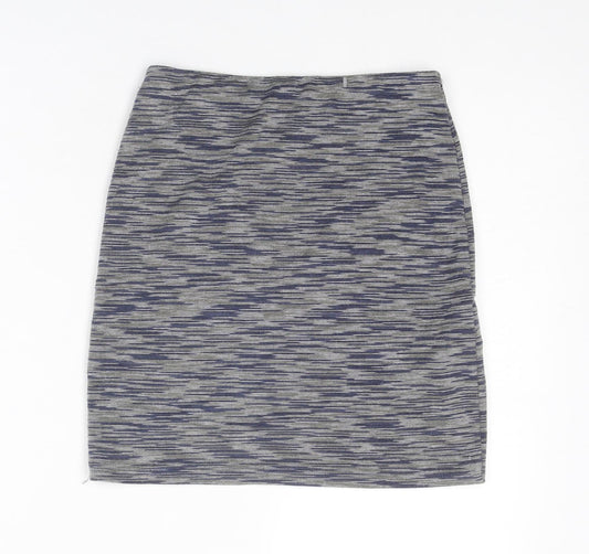 New Look Womens Grey Geometric Polyester A-Line Skirt Size 6