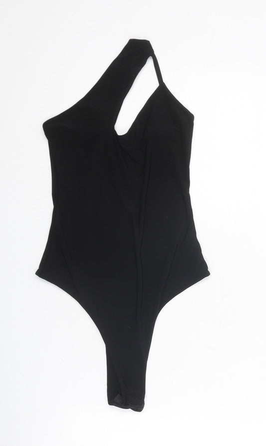 PRETTYLITTLETHING Womens Black Polyester Bodysuit One-Piece Size 8 Zip