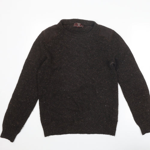 NEXT Mens Brown Round Neck Wool Pullover Jumper Size S Long Sleeve