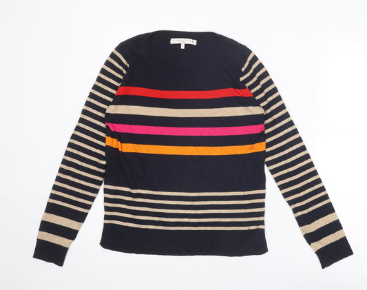 NEXT Womens Multicoloured Round Neck Striped Polyester Pullover Jumper Size 8