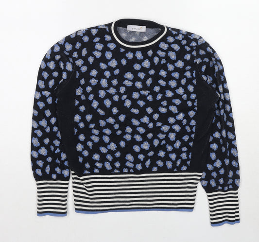 Per Una Womens Blue Round Neck Animal Print Viscose Pullover Jumper Size 12 - Leopard Print