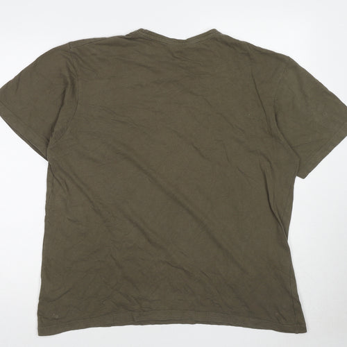 BadRhino Mens Green Cotton T-Shirt Size M Round Neck