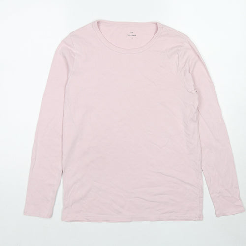 Marks and Spencer Womens Pink Cotton Basic T-Shirt Size 14 Boat Neck