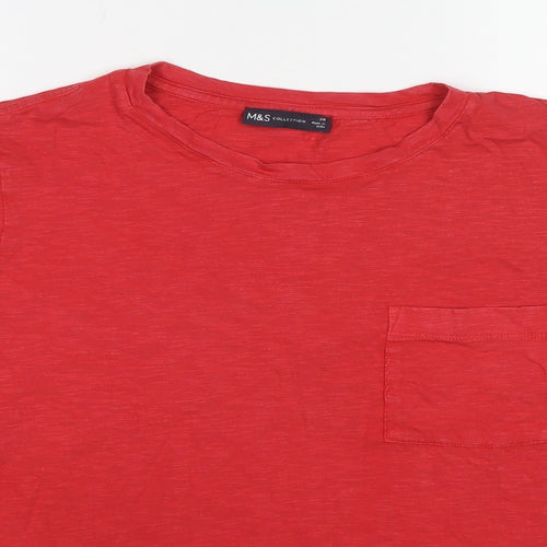 Marks and Spencer Womens Red Cotton Basic T-Shirt Size 20 Crew Neck