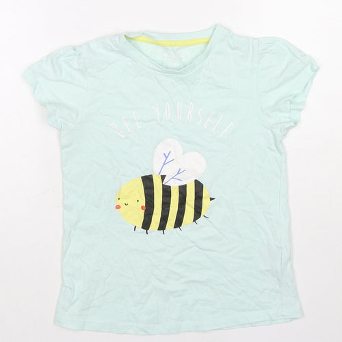 Mountain Warehouse Girls Blue Cotton Basic T-Shirt Size 7-8 Years Round Neck Pullover - Bee Yourself