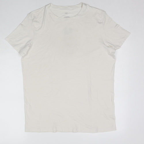 Marks and Spencer Mens White Acrylic T-Shirt Size L Round Neck