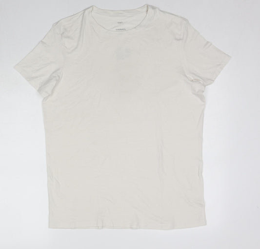 Marks and Spencer Mens White Acrylic T-Shirt Size L Round Neck