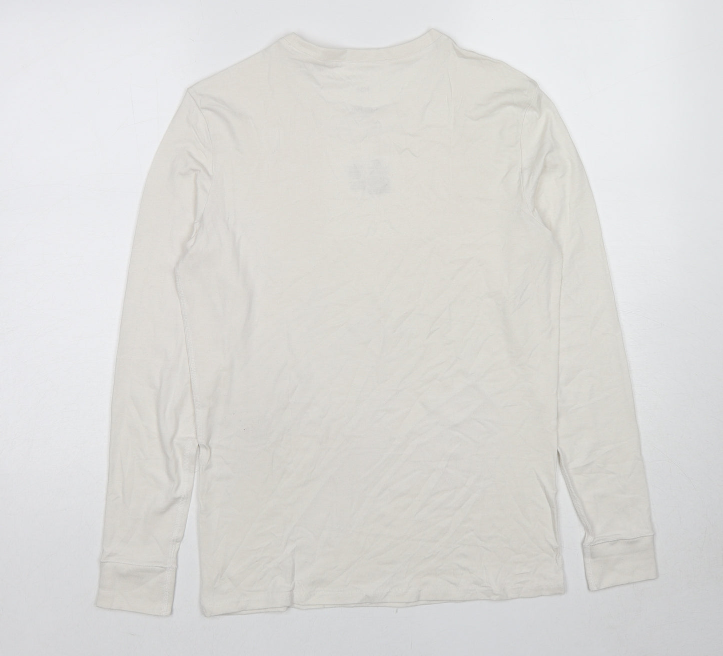 Marks and Spencer Mens White Cotton T-Shirt Size S Round Neck - Thermal