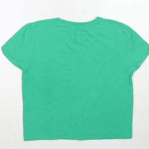 Zara Womens Green Cotton Basic T-Shirt Size L Round Neck - I'm Not a Luxury T-Shirt