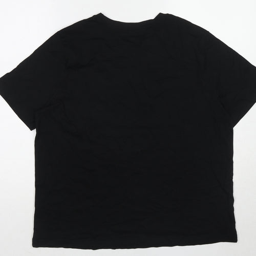 Marks and Spencer Womens Black Cotton Basic T-Shirt Size 16 Round Neck