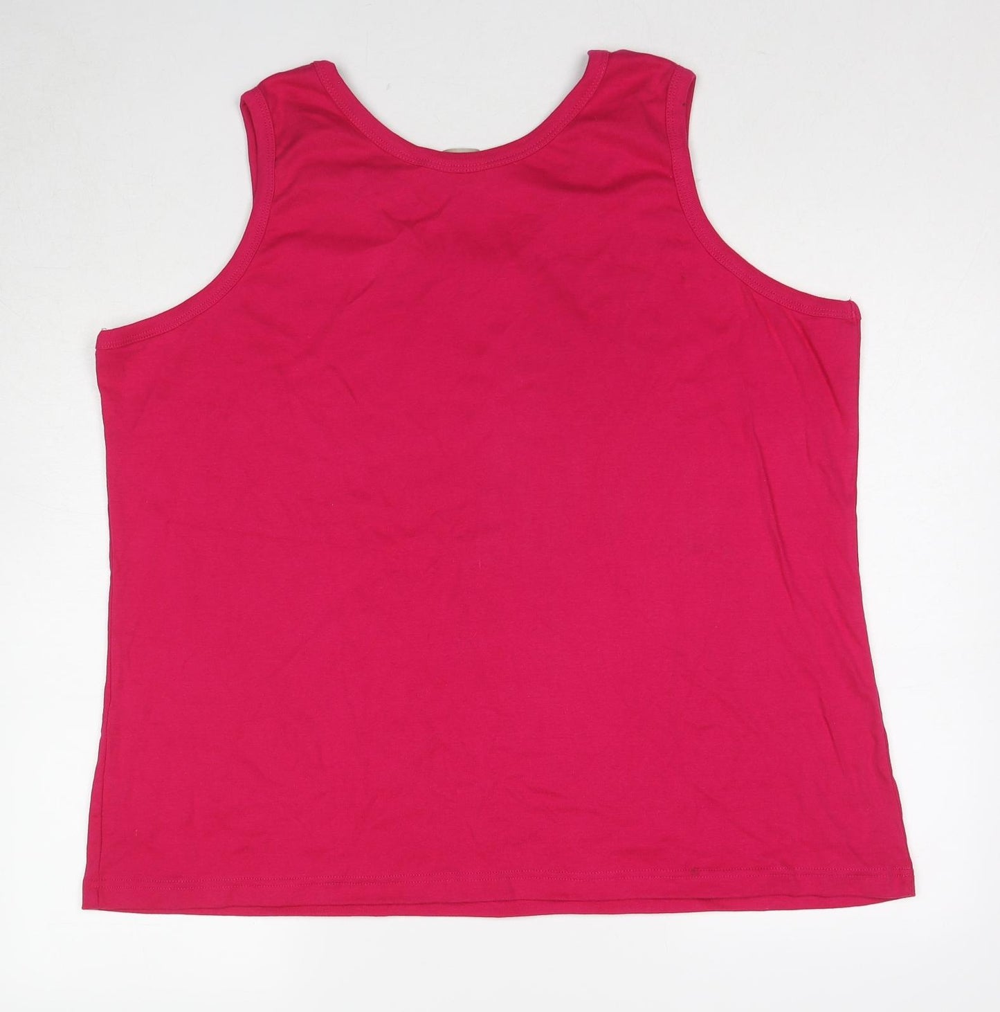 Anthology Womens Pink Cotton Basic Tank Size 28 Round Neck - Size 28-30