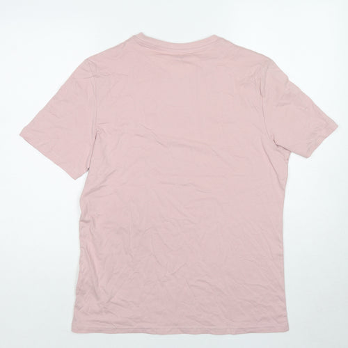 Marks and Spencer Mens Pink Cotton T-Shirt Size M Round Neck
