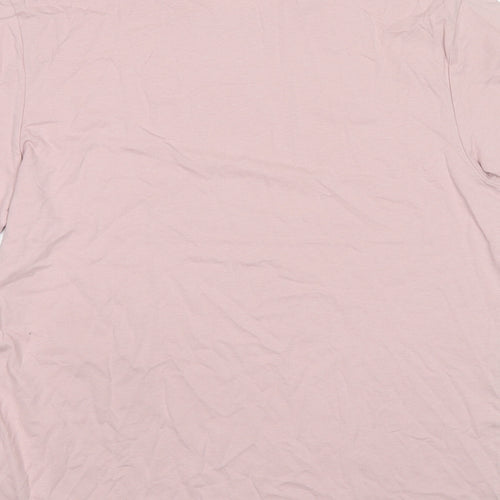 Marks and Spencer Mens Pink Cotton T-Shirt Size M Round Neck