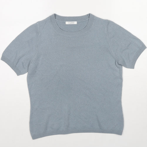 Marks and Spencer Womens Blue Acrylic Basic T-Shirt Size 12 Round Neck