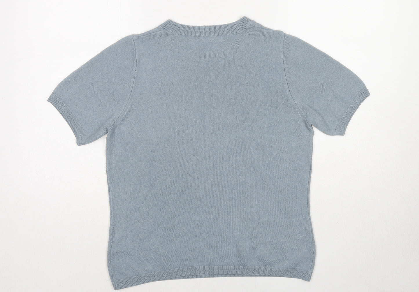 Marks and Spencer Womens Blue Acrylic Basic T-Shirt Size 12 Round Neck