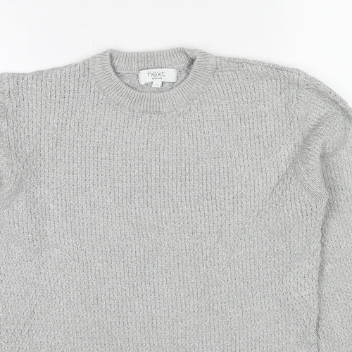 NEXT Mens Grey Round Neck Cotton Pullover Jumper Size S Long Sleeve