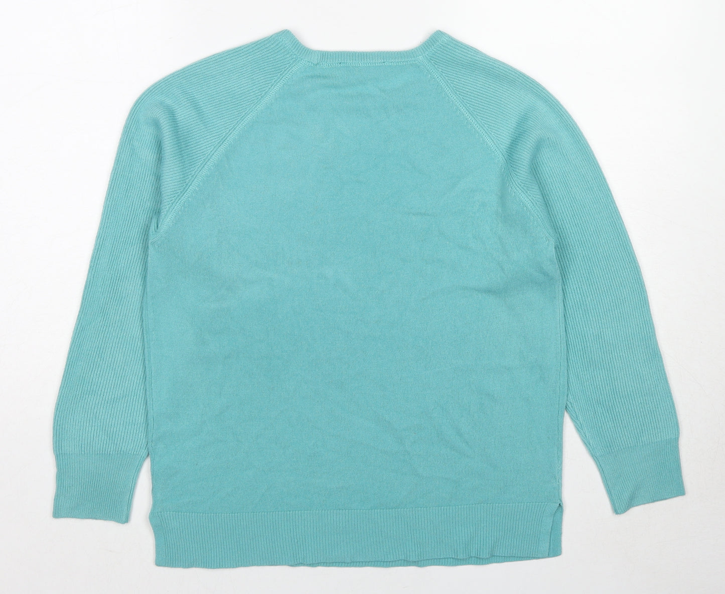 Bonmarché Womens Blue Round Neck Acrylic Pullover Jumper Size S