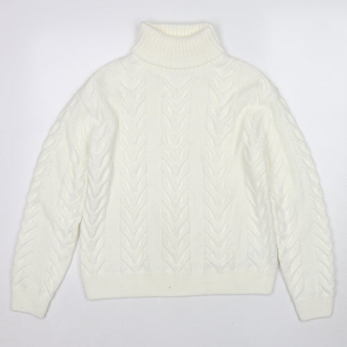 Marks and Spencer Womens Ivory Roll Neck Acrylic Pullover Jumper Size S