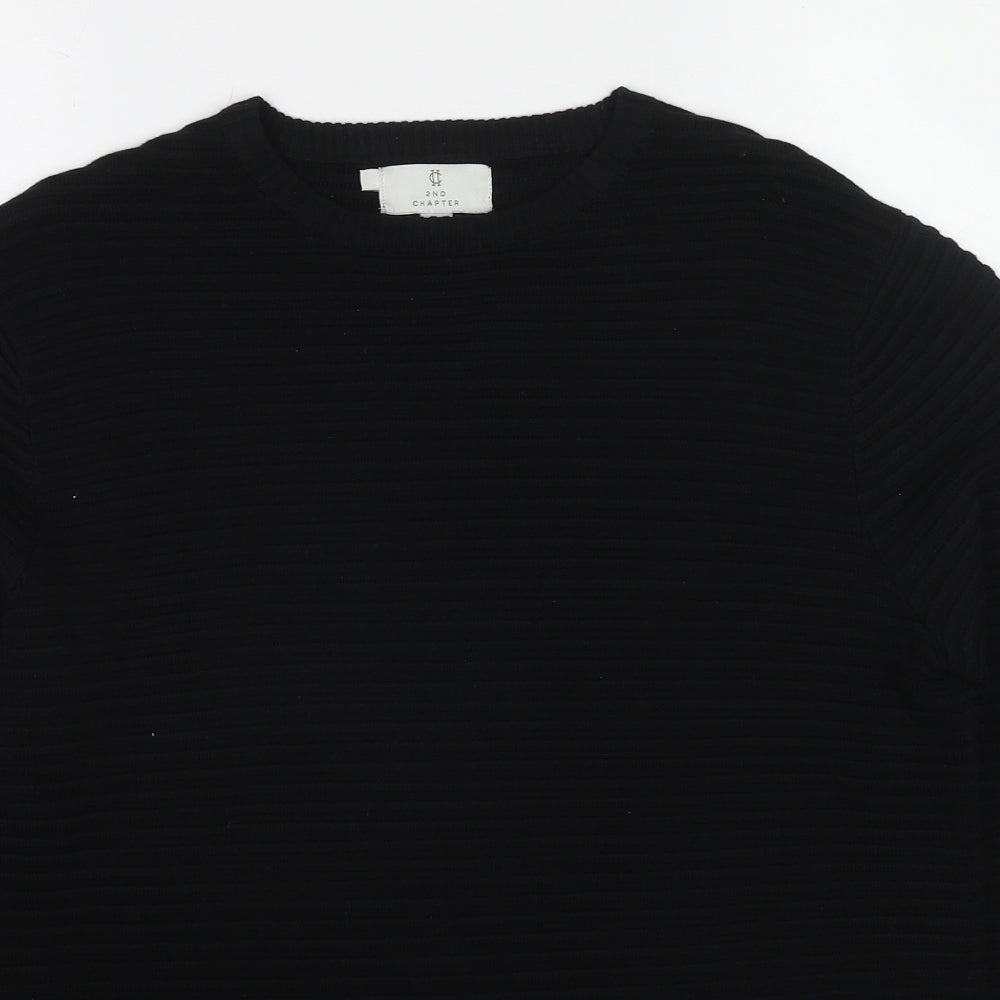 2nd Chapter Womens Black Round Neck Cotton Pullover Jumper Size M