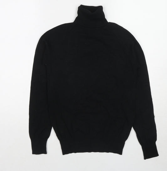 Zara Womens Black Roll Neck Cotton Pullover Jumper Size M