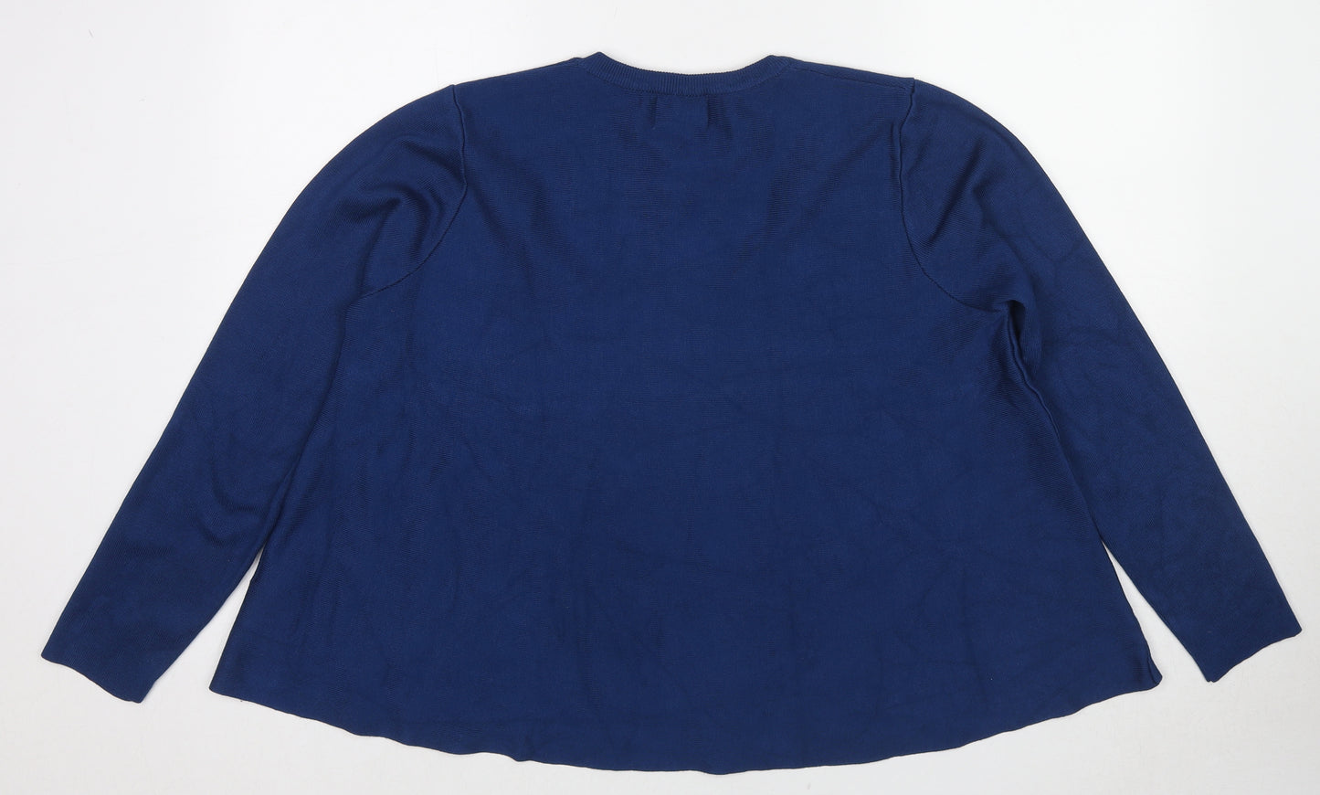 Compania Fantastica Womens Blue Round Neck Viscose Pullover Jumper Size M