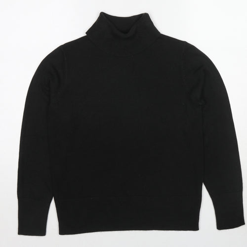 Marks and Spencer Womens Black Roll Neck Acrylic Pullover Jumper Size 12