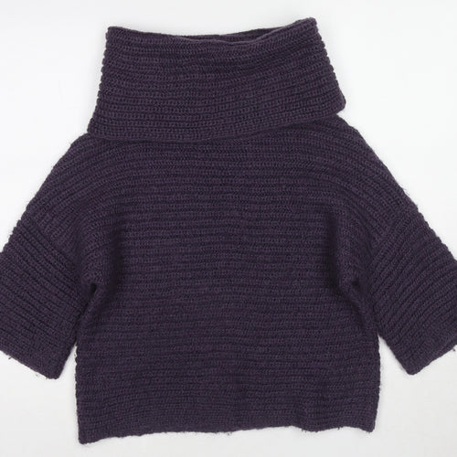 Marks and Spencer Womens Purple Roll Neck Acrylic Pullover Jumper Size 10